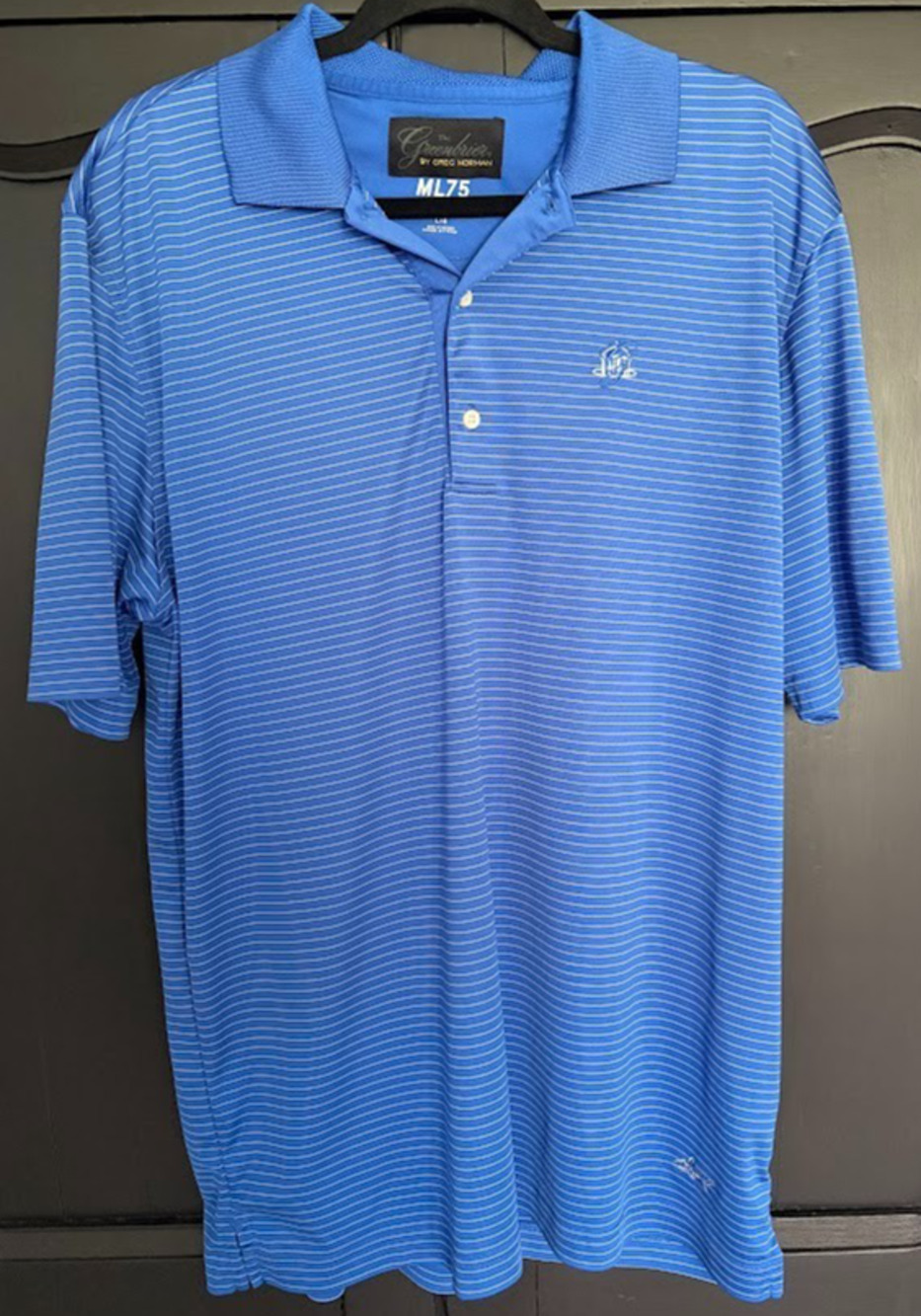 The Greenbrier By Greg Norman Blue Striped Golf Polo Size Large